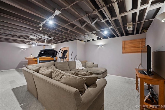 1839 Tamahawk Ln, Naperville, IL 60564 - carpeted living area featuring rail lighting and baseboards