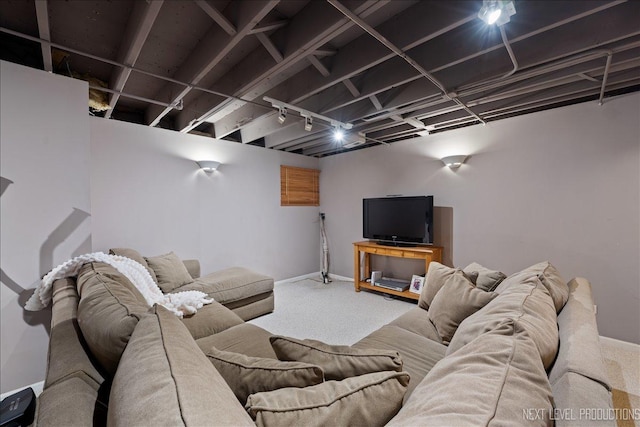 1839 Tamahawk Ln, Naperville, IL 60564 - living room featuring carpet floors, baseboards, and track lighting