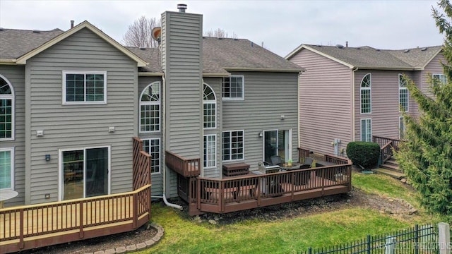 1839 Tamahawk Ln, Naperville, IL 60564 - back of property with a deck, a chimney, and roof with shingles