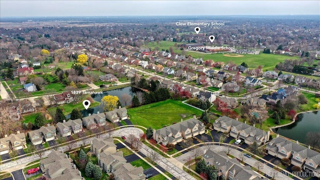 1839 Tamahawk Ln, Naperville, IL 60564 - aerial view of property and surrounding area featuring nearby suburban area and a nearby body of water