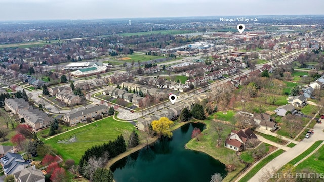 1839 Tamahawk Ln, Naperville, IL 60564 - aerial view of property and surrounding area with a nearby body of water