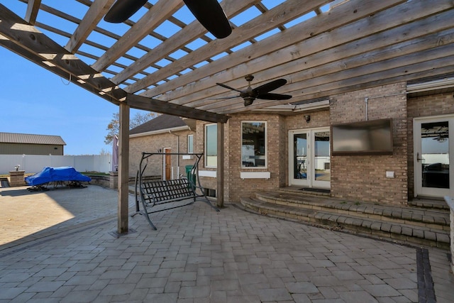 10739 E 3200 N Rd, Blackstone, IL 61313 - view of patio with a pergola and a ceiling fan