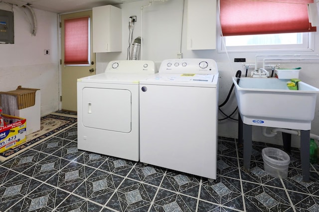1065 Irwin Ave, Des Plaines, IL 60018 - washroom with cabinet space, washing machine and dryer, and electric panel