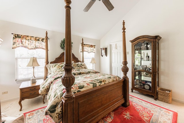 601 Pheasant Trl, Saint Charles, IL 60174 - bedroom with lofted ceiling, carpet, and a ceiling fan