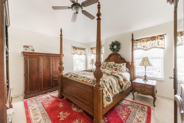 601 Pheasant Trl, Saint Charles, IL 60174 - bedroom featuring light colored carpet, ceiling fan, and lofted ceiling