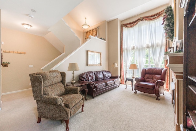 601 Pheasant Trl, Saint Charles, IL 60174 - living area with carpet floors, stairs, and baseboards