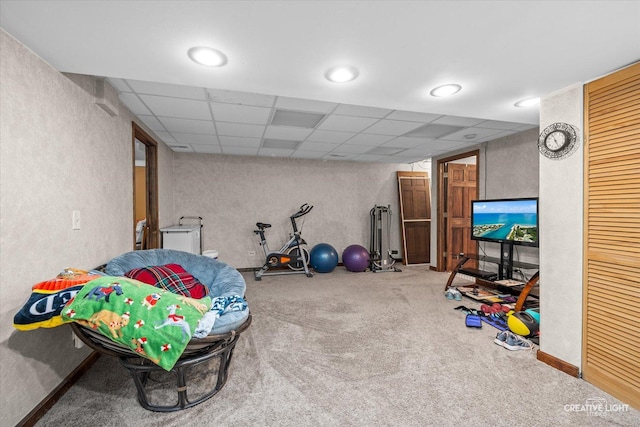 1359 Pine St, Batavia, IL 60510 - game room featuring a textured wall, carpet floors, and a paneled ceiling