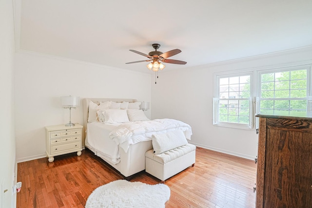 1730 Napoleon Dr, Naperville, IL 60565 - bedroom featuring baseboards, wood finished floors, ornamental molding, and a ceiling fan