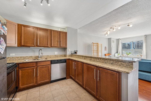 474 N Lake Shore Dr Unit 1701, Chicago, IL 60611 - kitchen featuring dishwasher, black range with electric stovetop, a sink, a peninsula, and track lighting