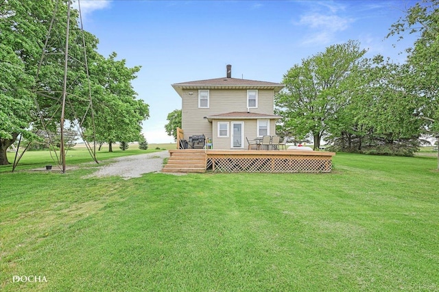 32900 N 2000 E Rd, Dwight, IL 60420 - back of house featuring a deck and a yard