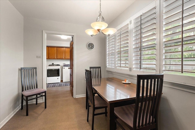 20424 Ithaca Rd, Olympia Fields, IL 60461 - dining room featuring separate washer and dryer, light carpet, healthy amount of natural light, and baseboards