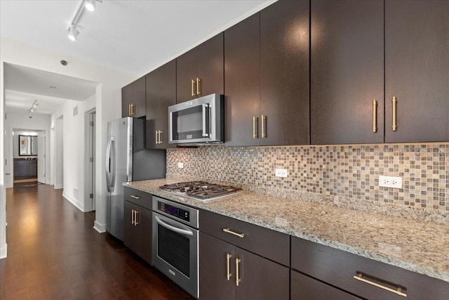 505 N Mcclurg Ct Unit 2003, Chicago, IL 60611 - kitchen with stainless steel appliances, light stone counters, dark wood-style floors, and backsplash