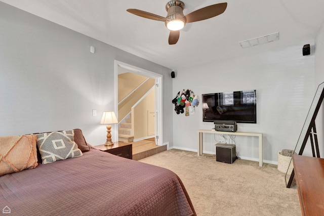 2862 N Paulina St, Chicago, IL 60657 - bedroom featuring light colored carpet, baseboards, and ceiling fan