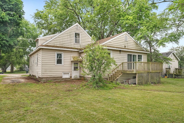170 E Church St, Coal City, IL 60416 - rear view of house with a deck, a yard, and stairway