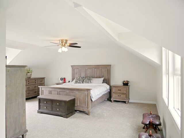 500 Muscovy Ln, Bloomingdale, IL 60108 - bedroom featuring light carpet, lofted ceiling, and a ceiling fan