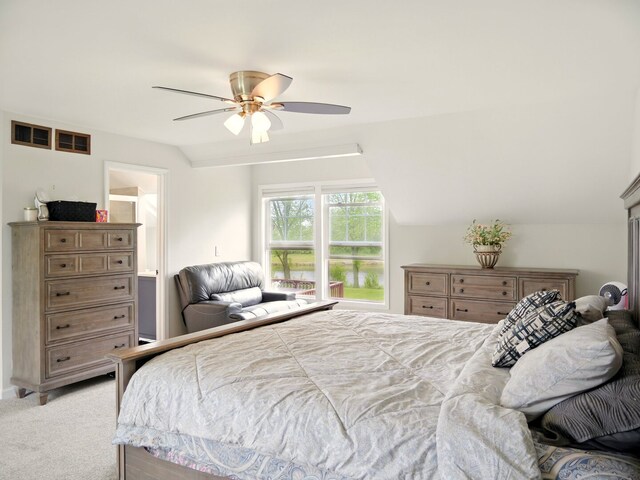 500 Muscovy Ln, Bloomingdale, IL 60108 - bedroom with light carpet, lofted ceiling, and ceiling fan
