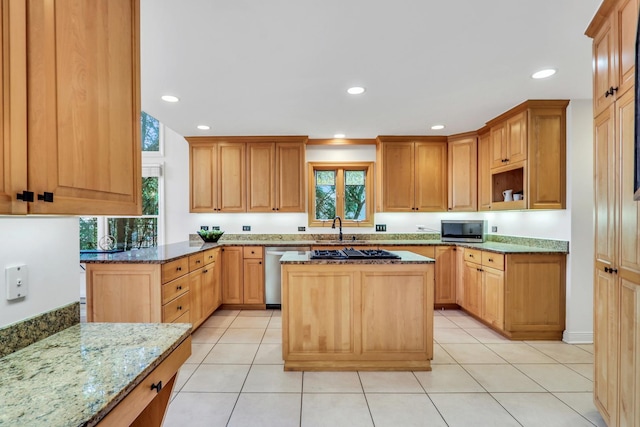 1700 Cornell Ct, Lake Forest, IL 60045 - kitchen featuring appliances with stainless steel finishes, healthy amount of natural light, light stone countertops, and recessed lighting
