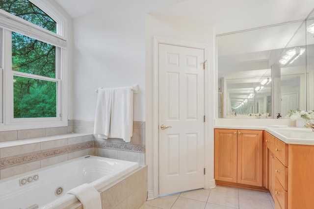 1700 Cornell Ct, Lake Forest, IL 60045 - full bathroom with a whirlpool tub, vanity, and tile patterned flooring