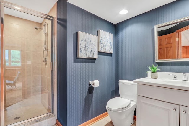 1700 Cornell Ct, Lake Forest, IL 60045 - bathroom with a shower stall, toilet, and vanity