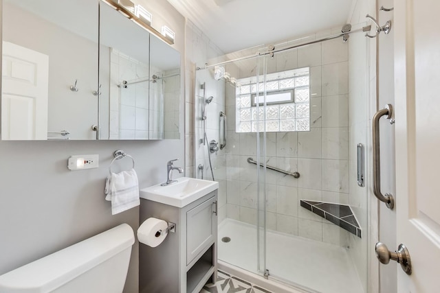 7665 W Victoria St, Chicago, IL 60631 - full bathroom with toilet, vanity, and a shower stall