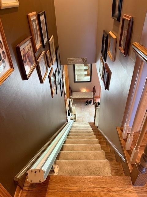 1201 E St, Crete, IL 60417 - stairs with baseboards and wood finished floors