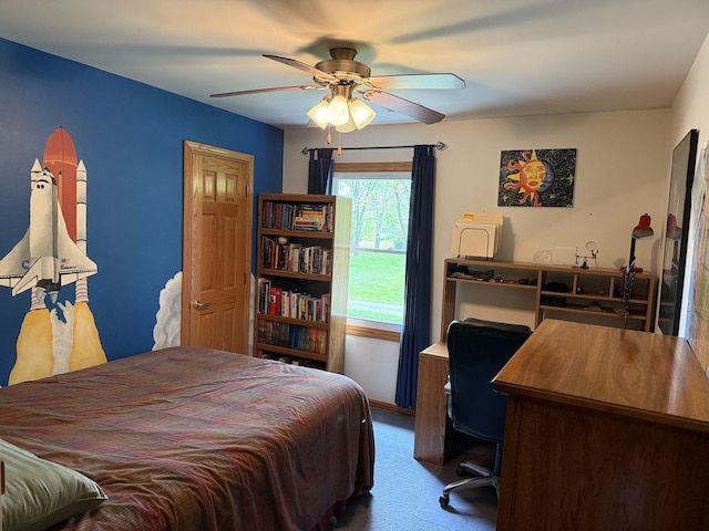1201 E St, Crete, IL 60417 - bedroom featuring carpet floors, a desk, and a ceiling fan