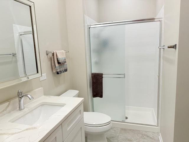 21528 W Douglas Court -, Plainfield, IL 60544 - full bath with toilet, vanity, a stall shower, and marble finish flooring