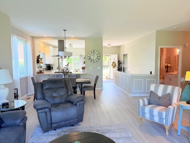 21528 W Douglas Court -, Plainfield, IL 60544 - living room featuring light wood-style floors, baseboards, and recessed lighting
