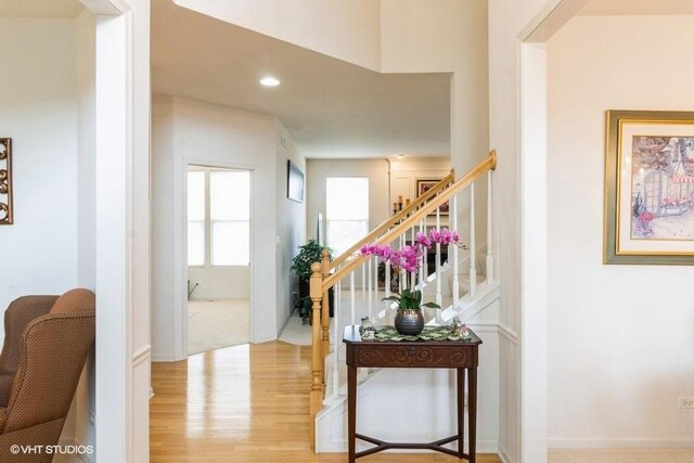 6 Marigold Ln, Algonquin, IL 60102 - entryway featuring stairs, wood finished floors, and recessed lighting