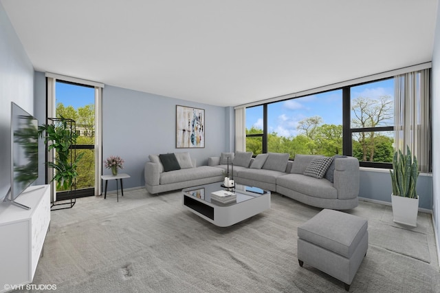 1850 N Clark St Unit 402, Chicago, IL 60614 - living room featuring plenty of natural light, carpet floors, expansive windows, and baseboards