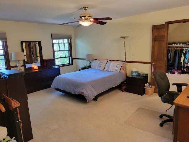 1263 Bainbridge Dr, Naperville, IL 60563 - bedroom featuring carpet flooring, a desk, a closet, and ceiling fan