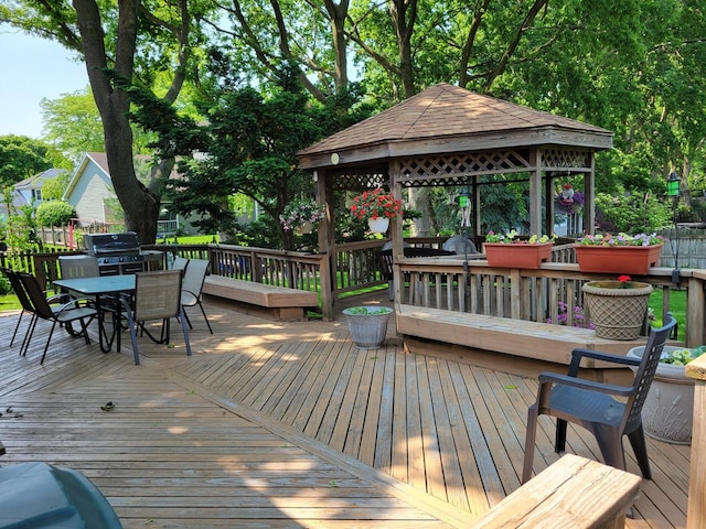 1263 Bainbridge Dr, Naperville, IL 60563 - deck with outdoor dining area, grilling area, and a gazebo