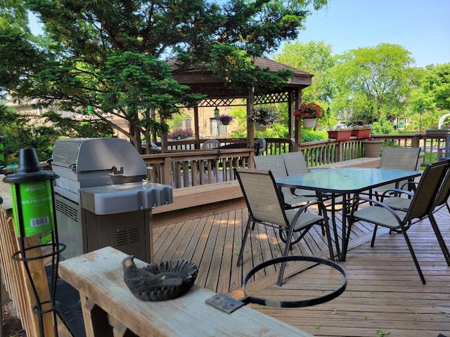 1263 Bainbridge Dr, Naperville, IL 60563 - deck with outdoor dining area, a gazebo, and area for grilling