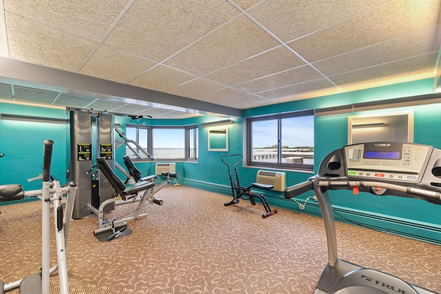 7337 S S Shore Dr Unit 712, Chicago, IL 60649 - gym featuring carpet, a paneled ceiling, and baseboards