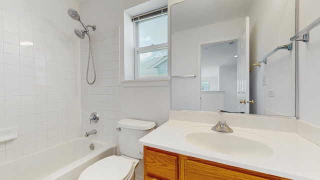 2156 Skylane Dr, Naperville, IL 60564 - bathroom with toilet, vanity, and shower / tub combination