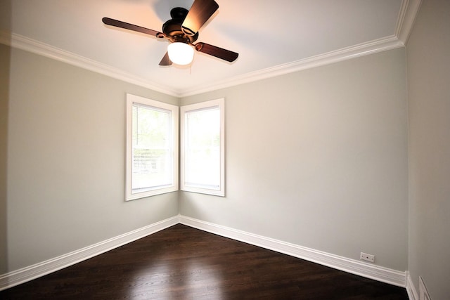 5009 W 79th Pl, Burbank, IL 60459 - spare room with crown molding, baseboards, dark wood-style flooring, and a ceiling fan