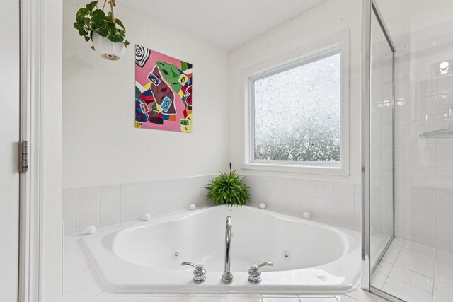 1885 W Greenleaf Ct, Round Lake, IL 60073 - bathroom with a stall shower and a tub with jets