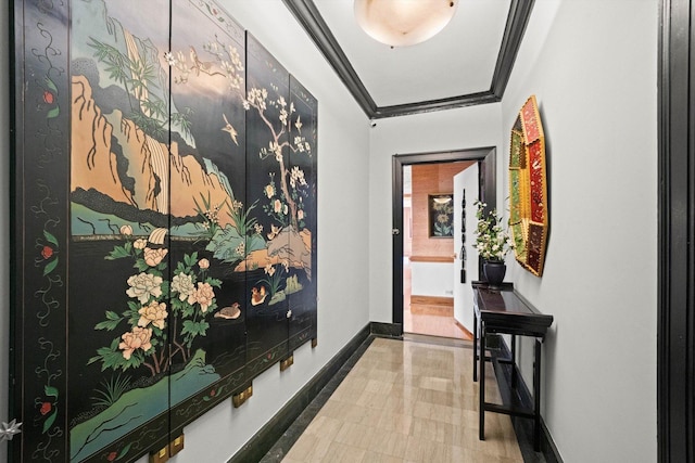 3530 N Lake Shore Dr Unit 12B, Chicago, IL 60657 - corridor featuring baseboards and crown molding