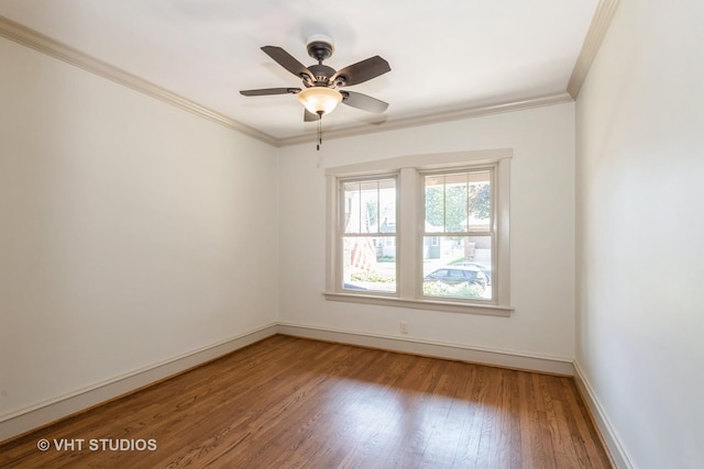 3726 Kenilworth Ave, Berwyn, IL 60402 - spare room featuring wood finished floors, crown molding, baseboards, and a ceiling fan