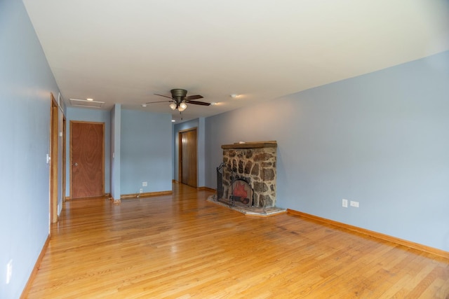 1326 N Harrison St, Algonquin, IL 60102 - unfurnished room featuring light wood-style floors, baseboards, attic access, recessed lighting, and ceiling fan