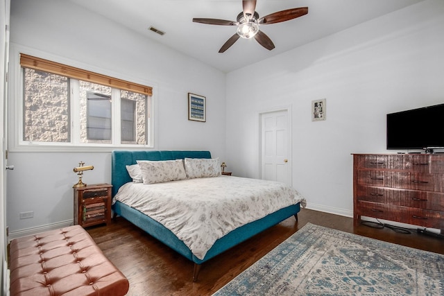 930 W Cuyler Ave Unit 3W, Chicago, IL 60613 - bedroom with dark wood-style flooring and ceiling fan