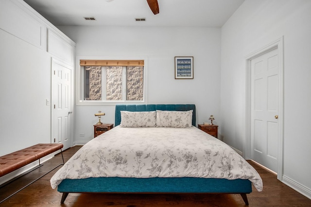 930 W Cuyler Ave Unit 3W, Chicago, IL 60613 - bedroom with dark wood-type flooring and a ceiling fan