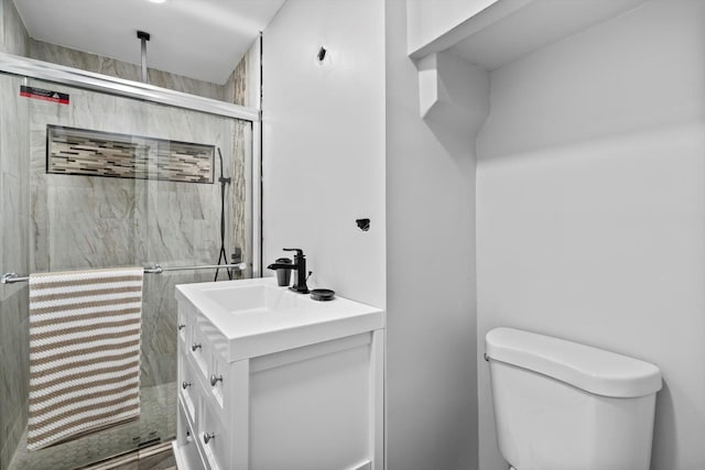 15285 State St, South Holland, IL 60473 - bathroom featuring toilet, a stall shower, and vanity