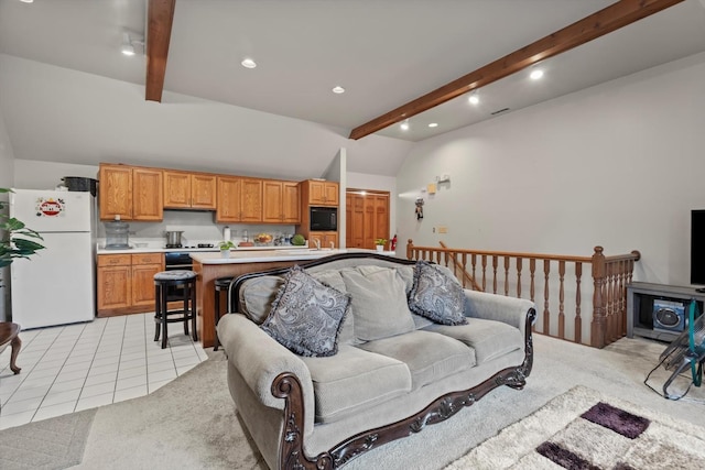 15285 State St, South Holland, IL 60473 - living area with light carpet, recessed lighting, and light tile patterned floors