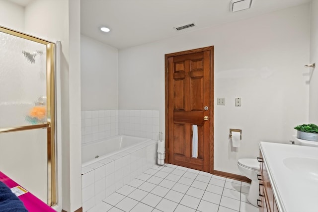 15285 State St, South Holland, IL 60473 - bathroom featuring a shower stall, a bath, tile patterned floors, vanity, and toilet