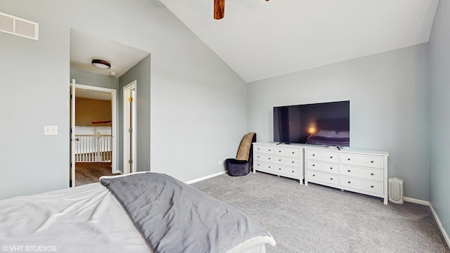 412 Joshua Tree, Harvard, IL 60033 - carpeted bedroom with vaulted ceiling, baseboards, and ceiling fan