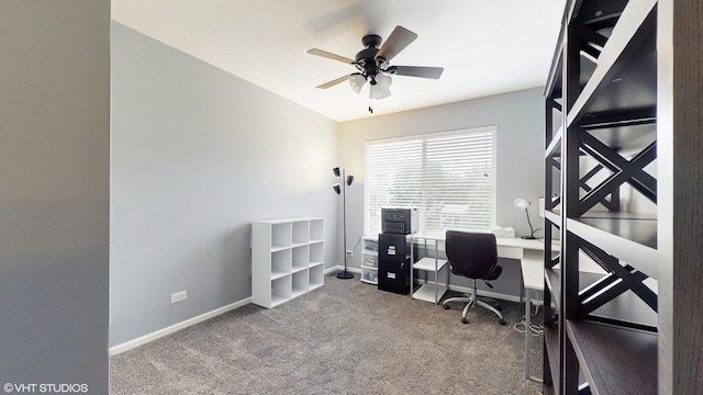 412 Joshua Tree, Harvard, IL 60033 - carpeted home office featuring a ceiling fan and baseboards