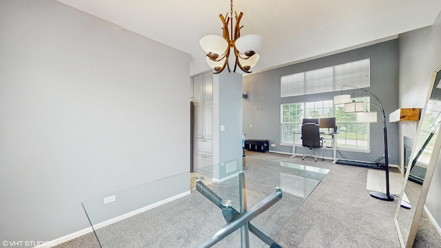 412 Joshua Tree, Harvard, IL 60033 - workout area with carpet, baseboards, and a chandelier
