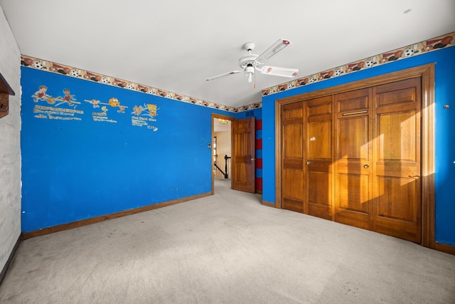 14301 Wooded Path Ln, Orland Park, IL 60462 - unfurnished bedroom with carpet floors, a closet, baseboards, and ceiling fan