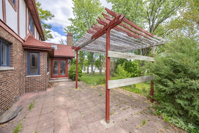 14301 Wooded Path Ln, Orland Park, IL 60462 - view of patio featuring a pergola and french doors